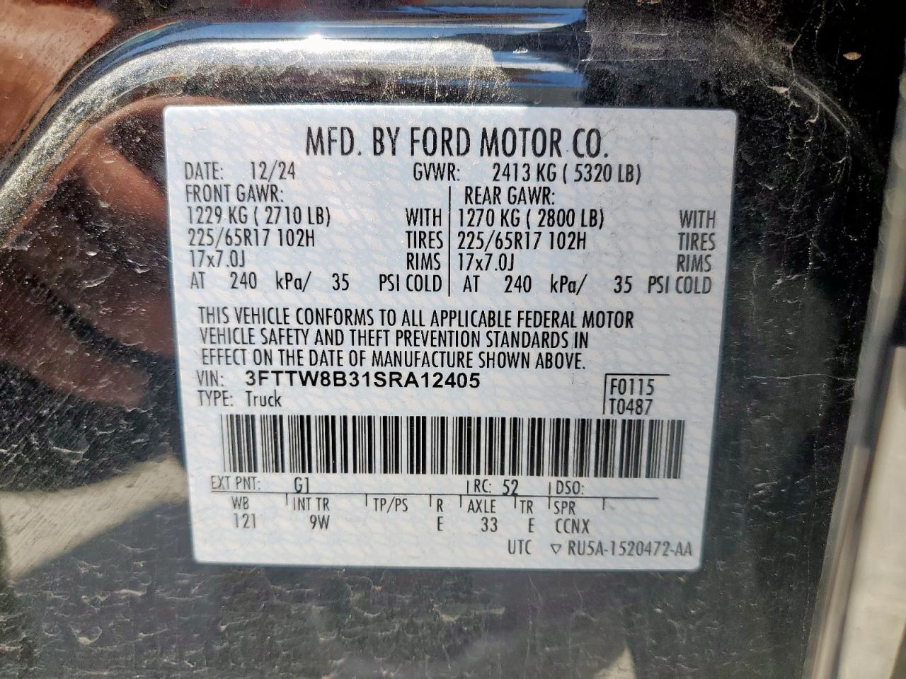 3fttw8b31sra12405 3FTTW8B31SRA12405 2025 Ford Maverick Xl