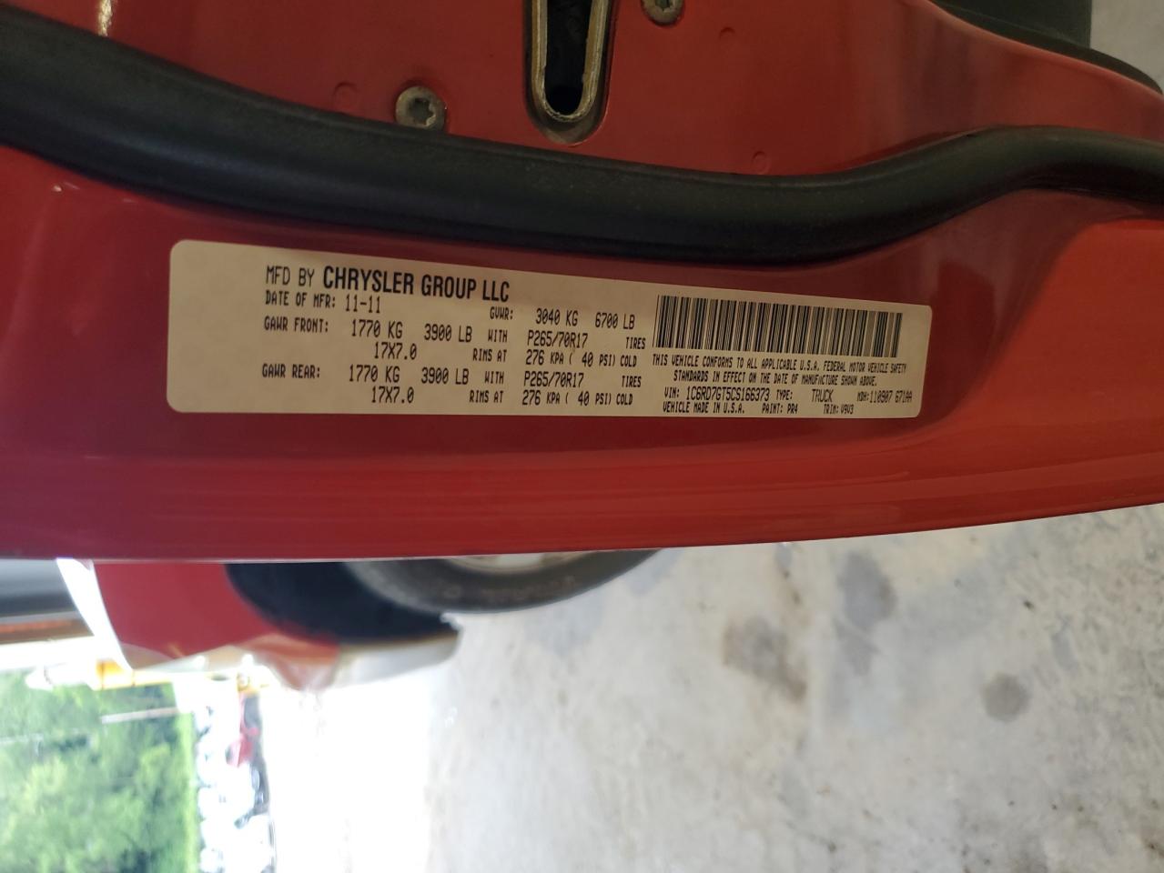 2012 Dodge Ram 1500 Slt VIN: 1C6RD7GT5CS166373 Lot: 61270785