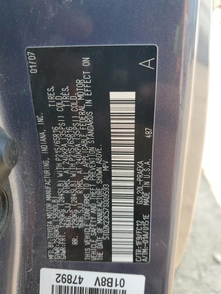 2007 Toyota Sienna Ce VIN: 5TDZK23C57S009593 Lot: 60059625
