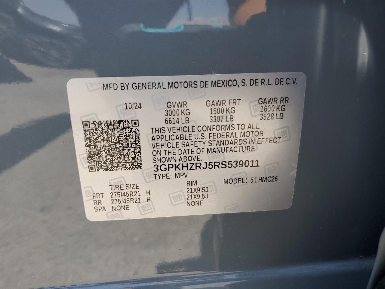 2024 Honda Prologue Elite VIN: 3GPKHZRJ5RS539011 Lot: 59923175