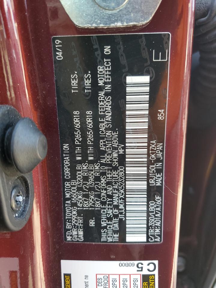 2019 Lexus Gx 460 Premium VIN: JTJJM7FX5K5232800 Lot: 62035075