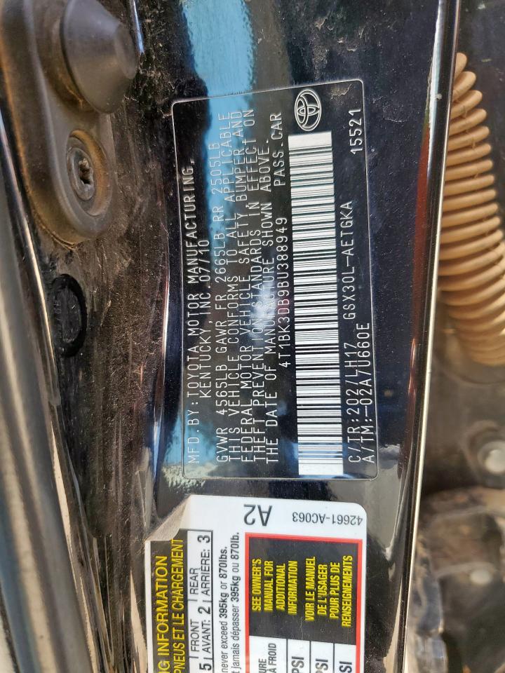 2011 Toyota Avalon Base VIN: 4T1BK3DB9BU388949 Lot: 60878745