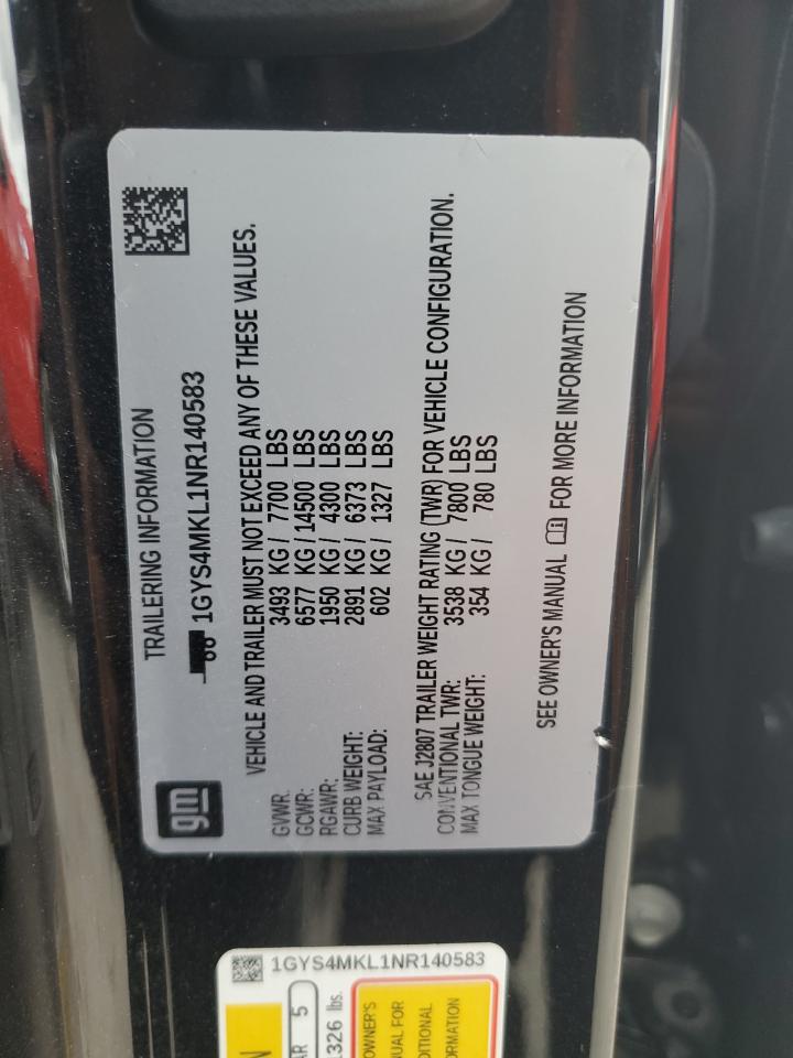 2022 Cadillac Escalade Esv Premium Luxury Platinum VIN: 1GYS4MKL1NR140583 Lot: 62724865