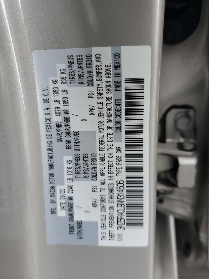 2022 Mazda 3 Preferred VIN: 3MZBPACL9NM314506 Lot: 61711325