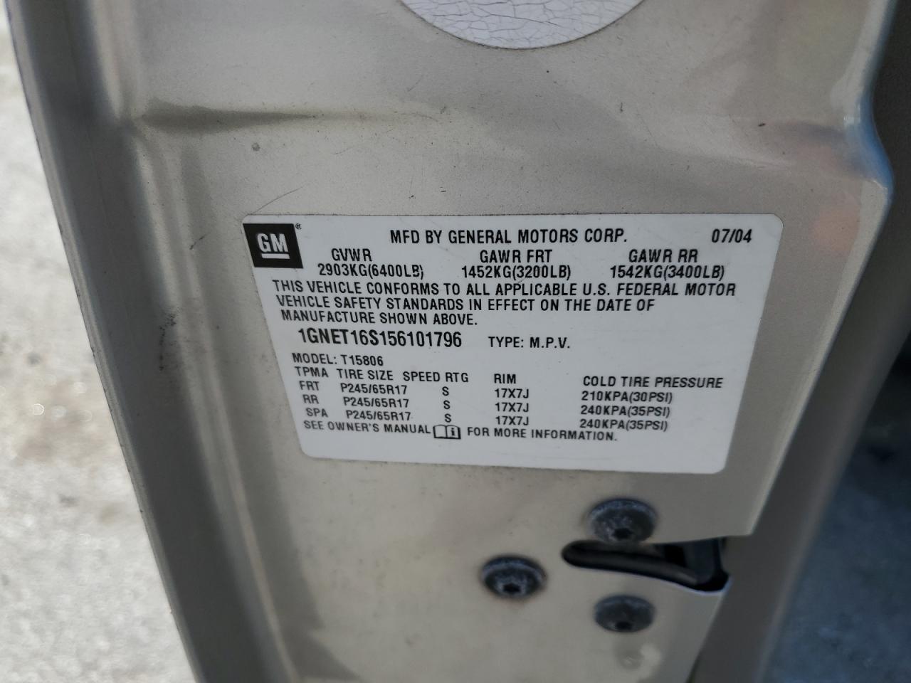 2008 Chevrolet Trailblazer Ext Ls VIN: 1GNET16S156101796 Lot: 61308845