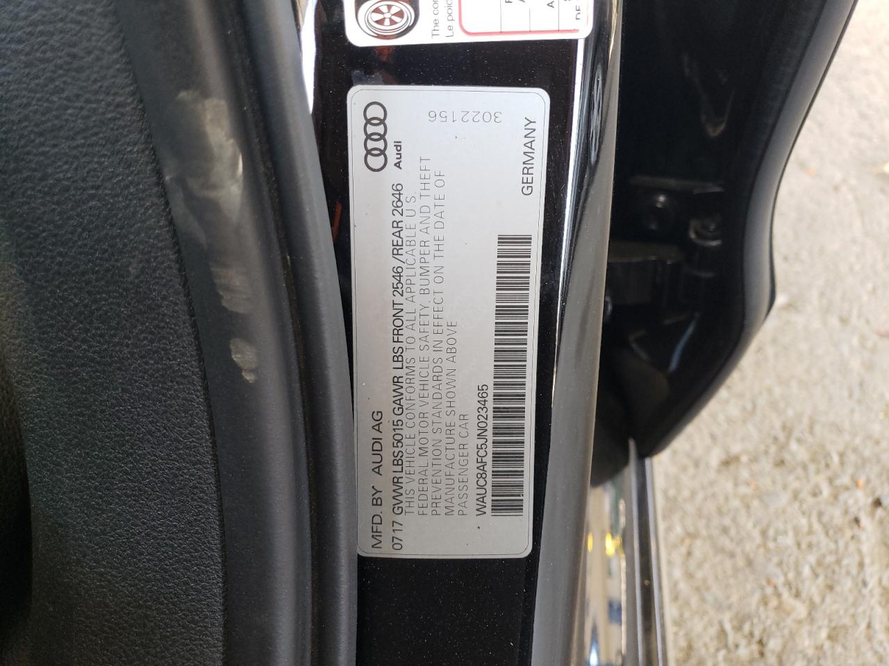wauc8afc5jn023465 WAUC8AFC5JN023465 2018 Audi A6 Premium