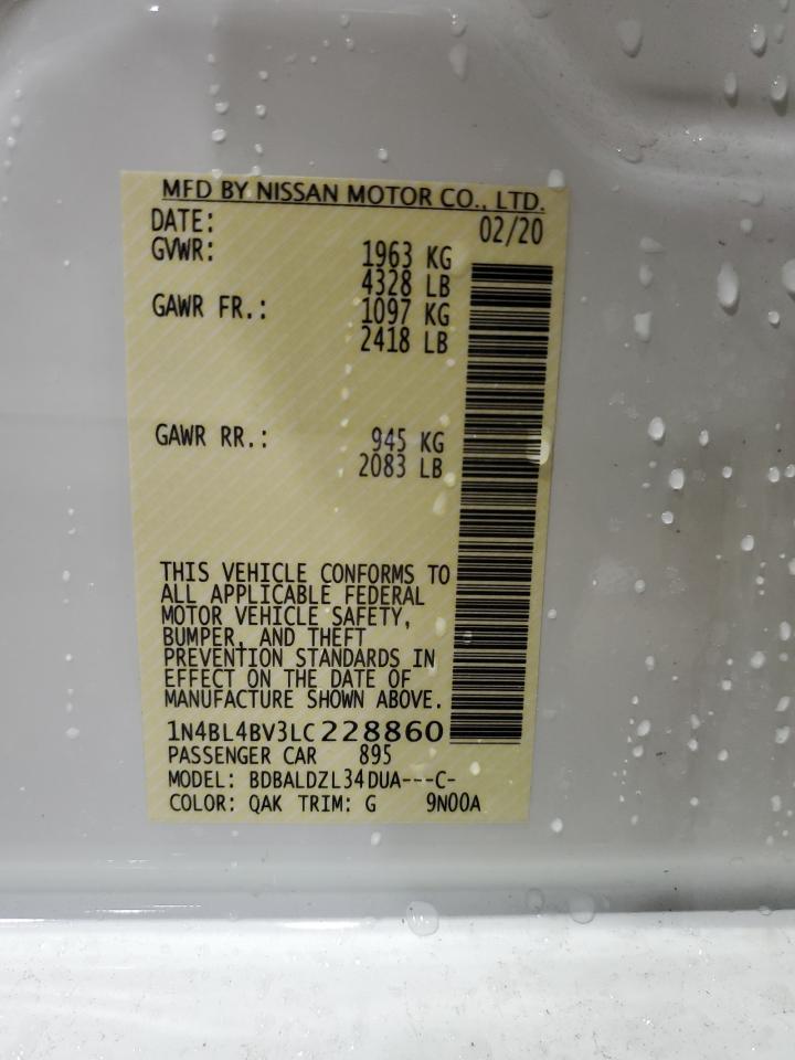 2020 Nissan Altima S VIN: 1N4BL4BV3LC228860 Lot: 61048565