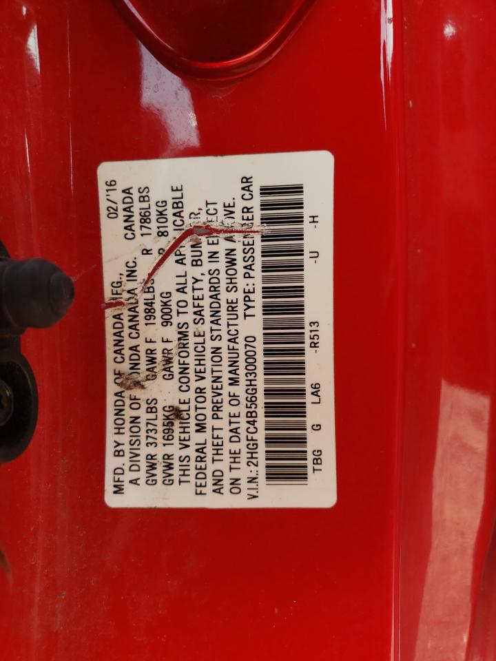 2016 Honda Civic Lx VIN: 2HGFC4B56GH300070 Lot: 59089025