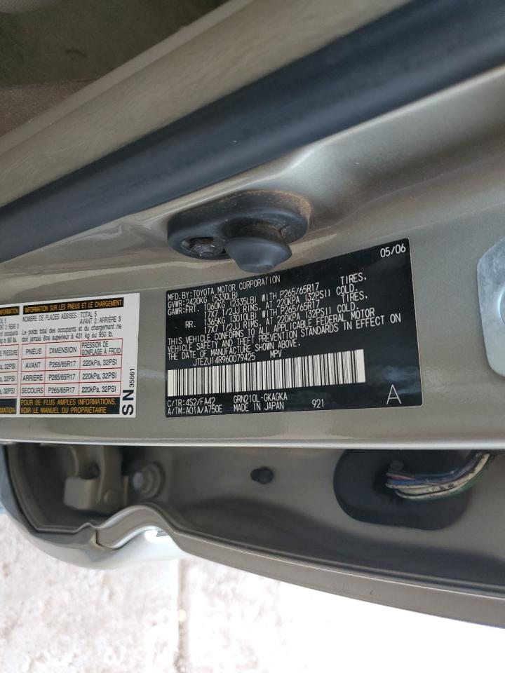 2006 Toyota 4Runner Sr5 VIN: JTEZU14R960079425 Lot: 63122155