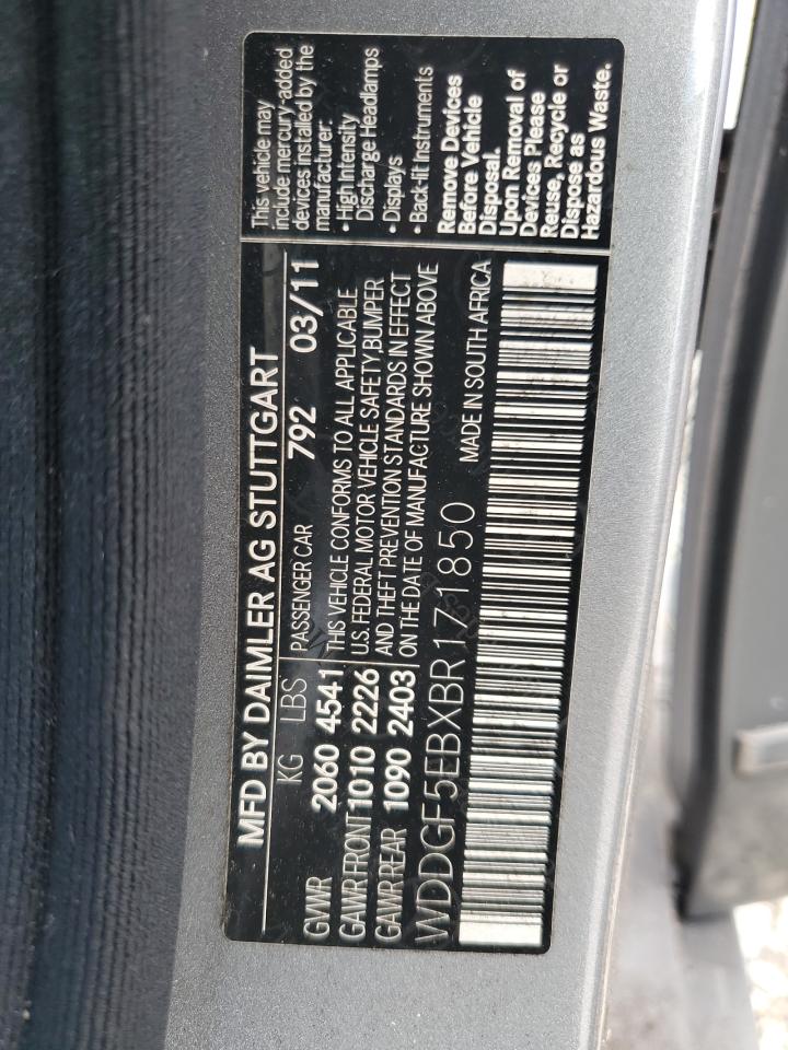 2011 Mercedes-Benz C 300 VIN: WDDGF5EBXBR171850 Lot: 62863875
