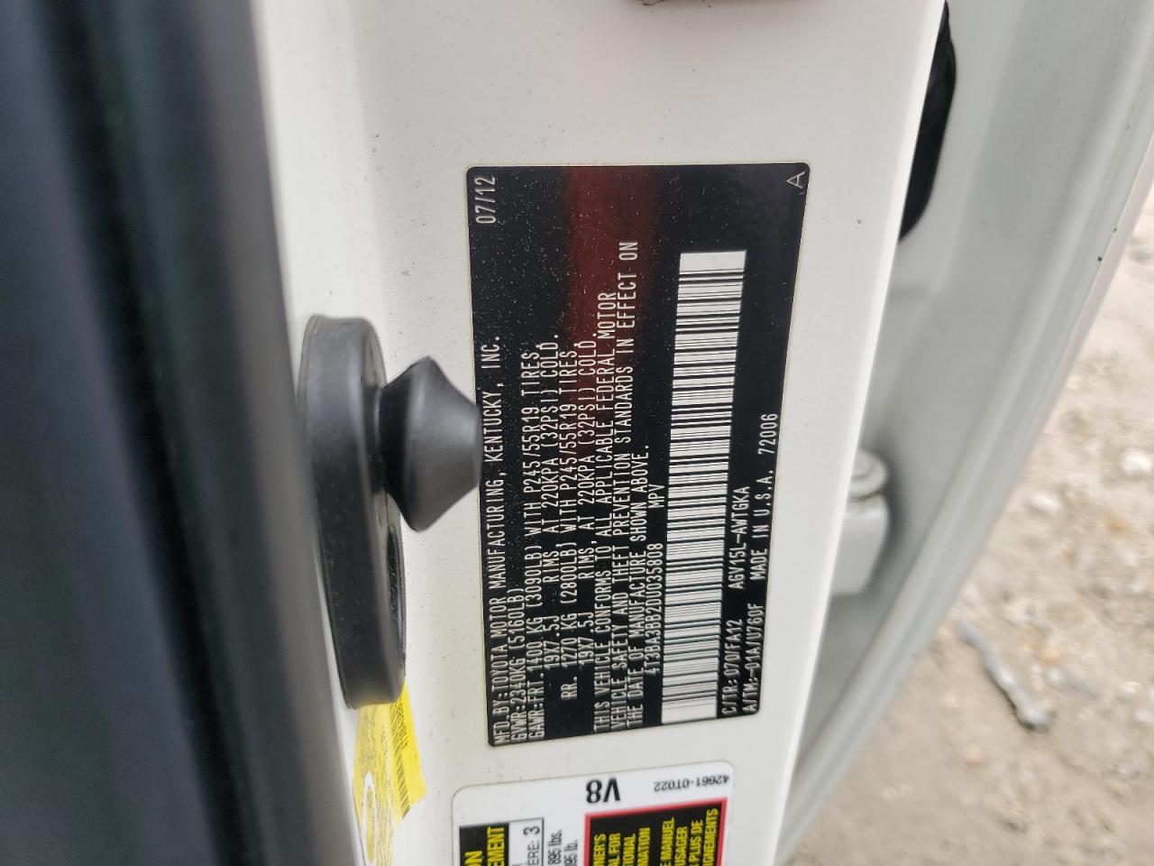 2013 Toyota Venza Le VIN: 4T3BA3BB2DU035808 Lot: 61580365