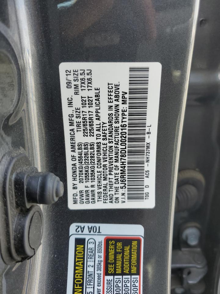 2013 Honda Cr-V Exl VIN: 5J6RM4H78DL002016 Lot: 61036485