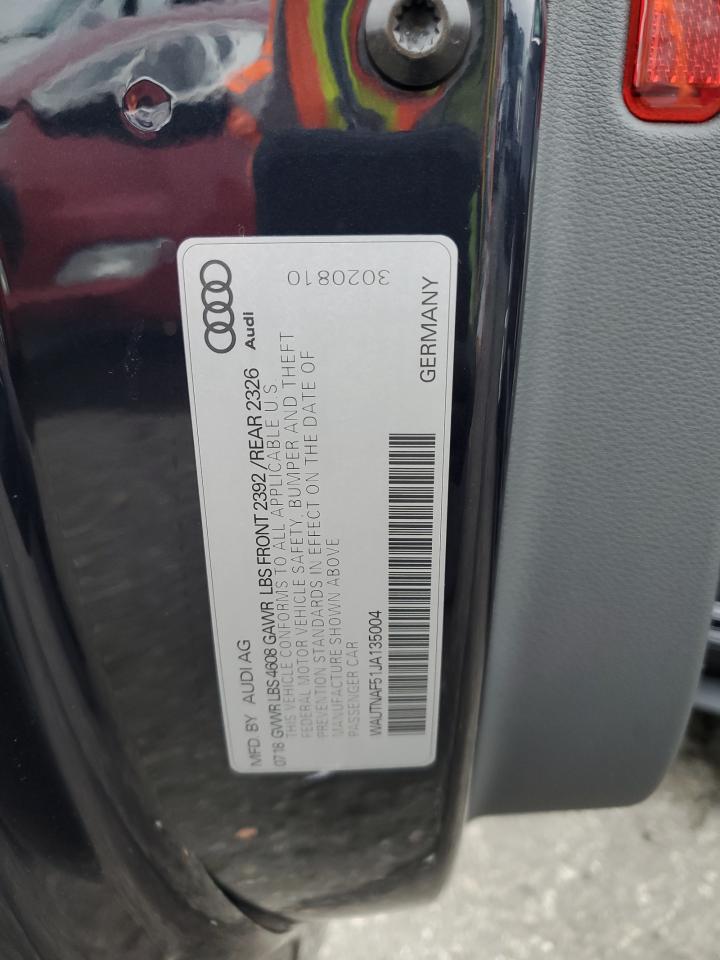 2018 Audi A5 Premium Plus S-Line VIN: WAUTNAF51JA135004 Lot: 62296375