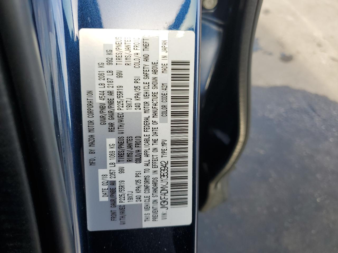 2018 Mazda Cx-5 Grand Touring VIN: JM3KFADMXJ1353942 Lot: 60570835