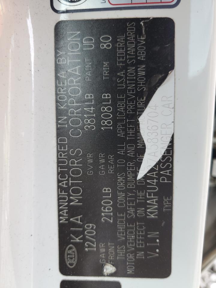 2010 Kia Forte Ex VIN: KNAFU4A27A5836704 Lot: 60519195