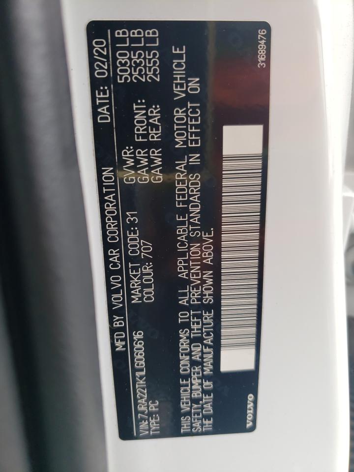 2020 Volvo S60 T6 Momentum VIN: 7JRA22TK1LG060616 Lot: 58347355