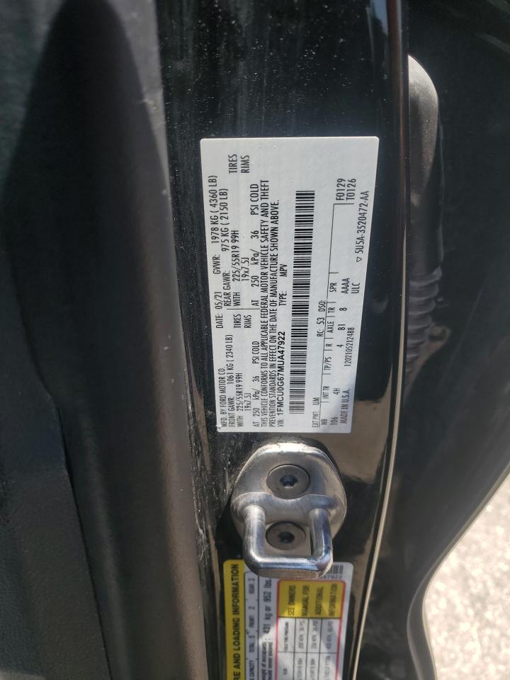 2021 Ford Escape Se VIN: 1FMCU0G67MUA47922 Lot: 61069865