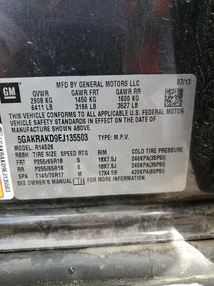 2014 Buick Enclave VIN: 5GAKRAKD9EJ135503 Lot: 59330125