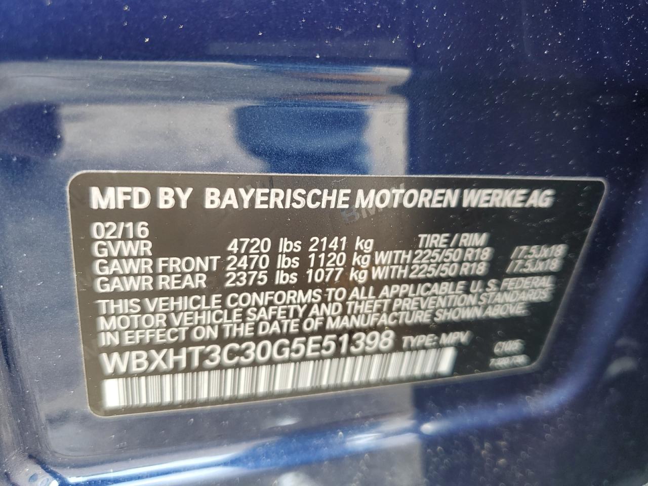 2016 BMW X1 xDrive28I VIN: WBXHT3C30G5E51398 Lot: 61600935