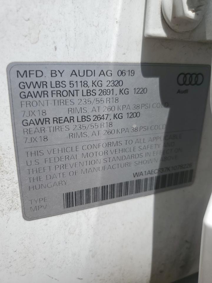 2019 Audi Q3 Premium VIN: WA1AECF37K1078226 Lot: 60781465