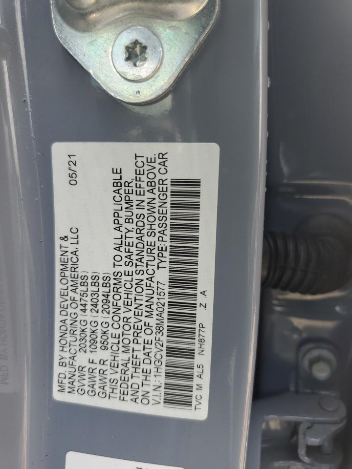 2021 Honda Accord Sport VIN: 1HGCV2F38MA021577 Lot: 62686645