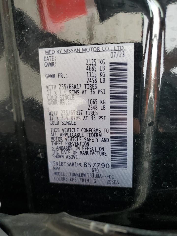 2023 Nissan Rogue S VIN: 5N1BT3AB1PC857790 Lot: 60016115