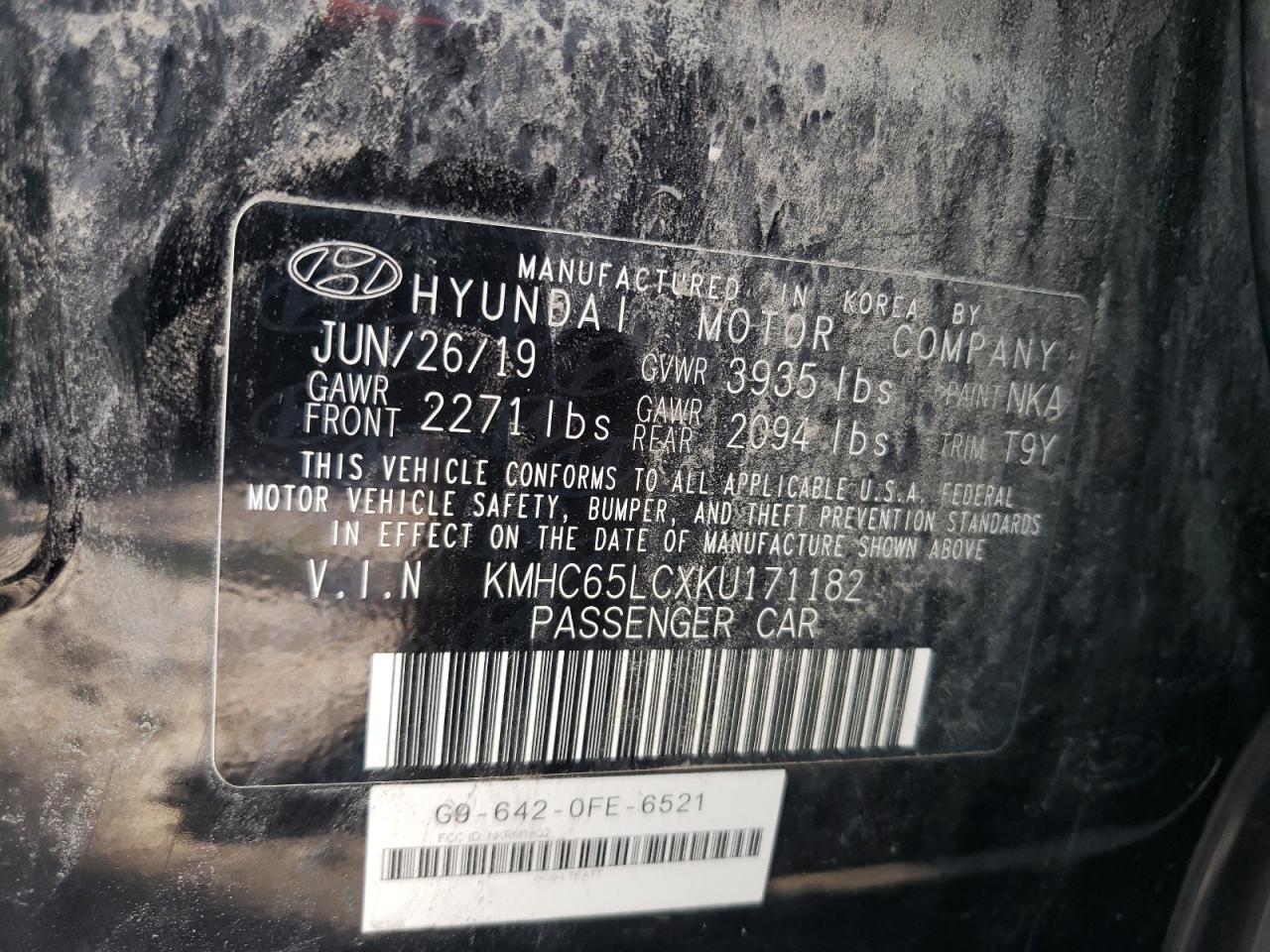 2019 Hyundai Ioniq Blue VIN: KMHC65LCXKU171182 Lot: 62520065