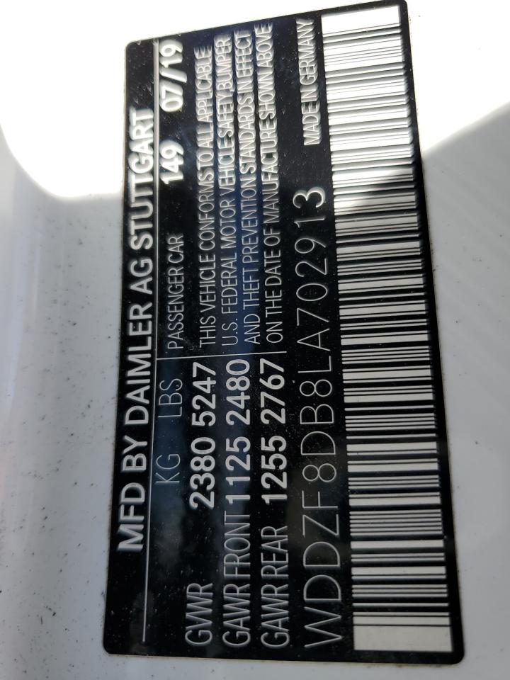 2020 Mercedes-Benz E 350 VIN: WDDZF8DB8LA702913 Lot: 62874905