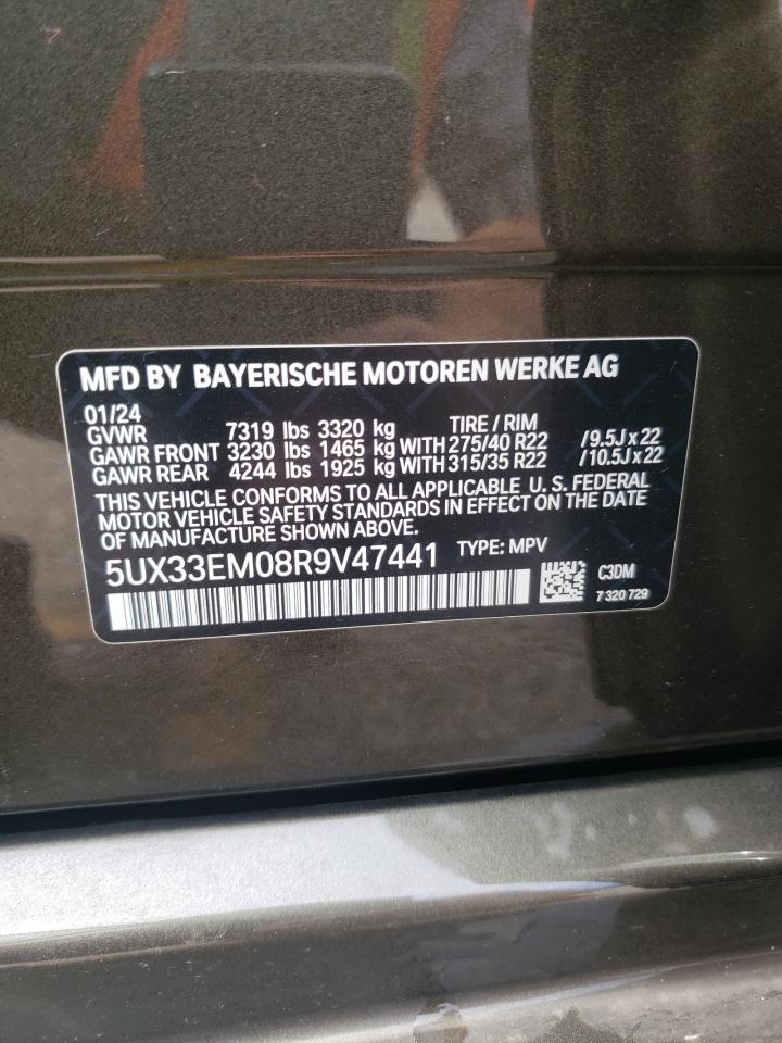 2024 BMW X7 M60I VIN: 5UX33EM08R9V47441 Lot: 60981465