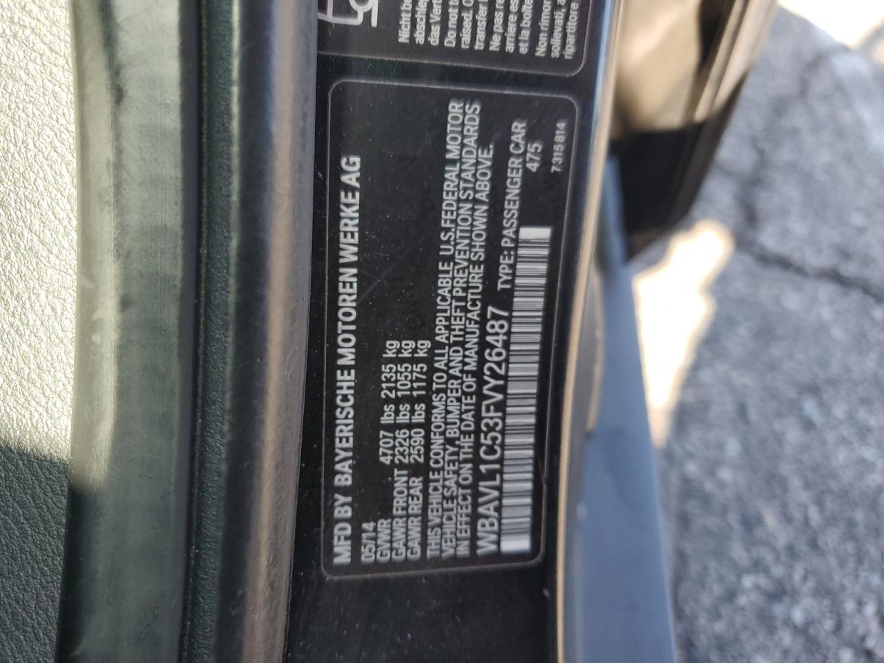 2015 BMW X1 xDrive28I VIN: WBAVL1C53FVY26487 Lot: 62965805