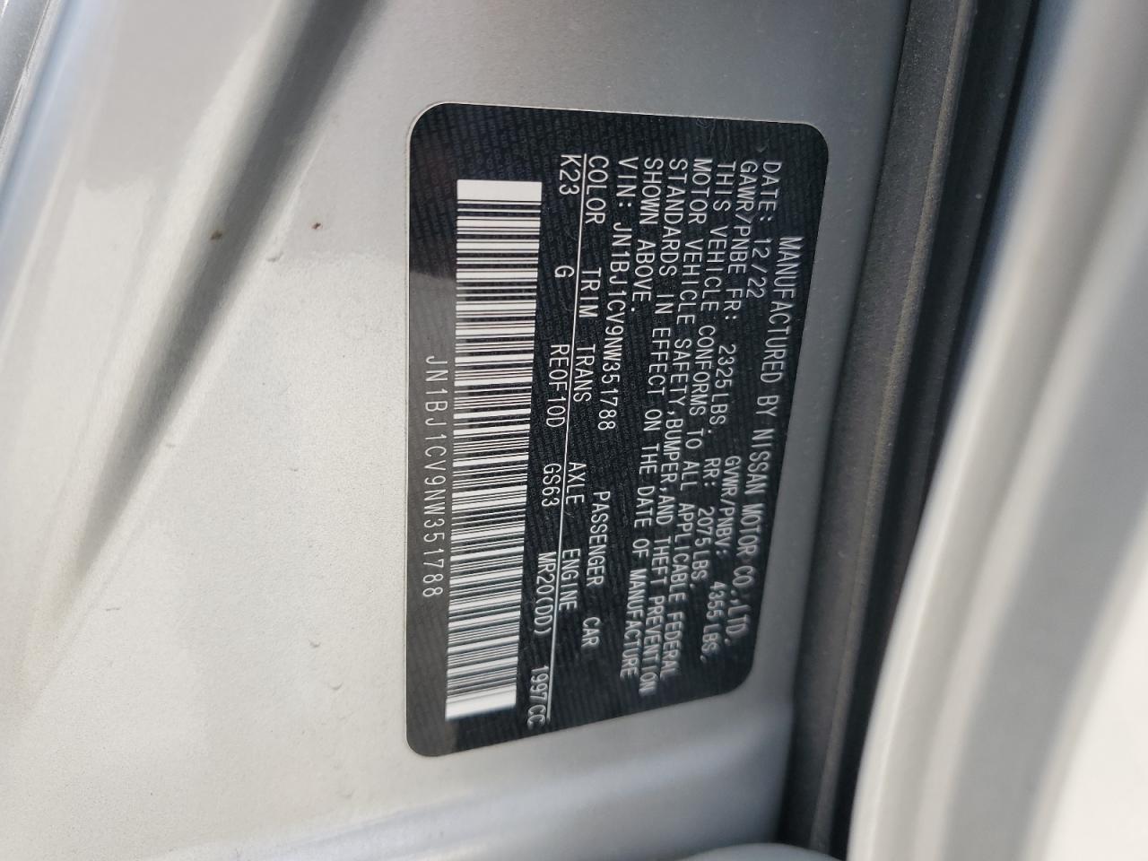 2022 Nissan Rogue Sport Sl VIN: JN1BJ1CV9NW351788 Lot: 62551165