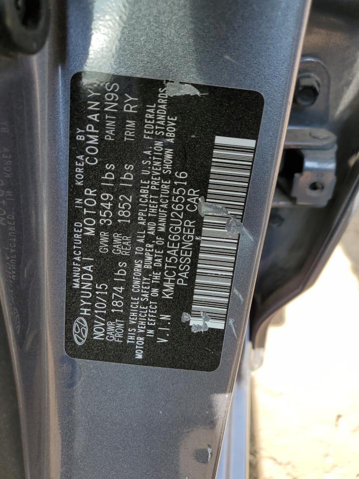 2016 Hyundai Accent Se VIN: KMHCT5AE6GUX65516 Lot: 60736575