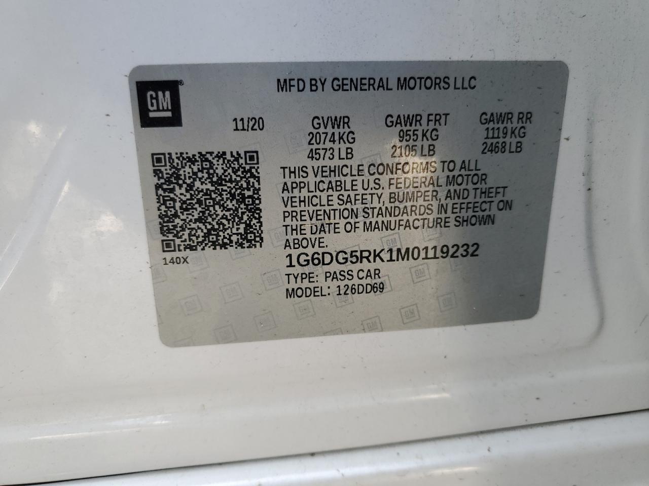 2021 Cadillac Ct4 Sport VIN: 1G6DG5RK1M0119232 Lot: 61491545