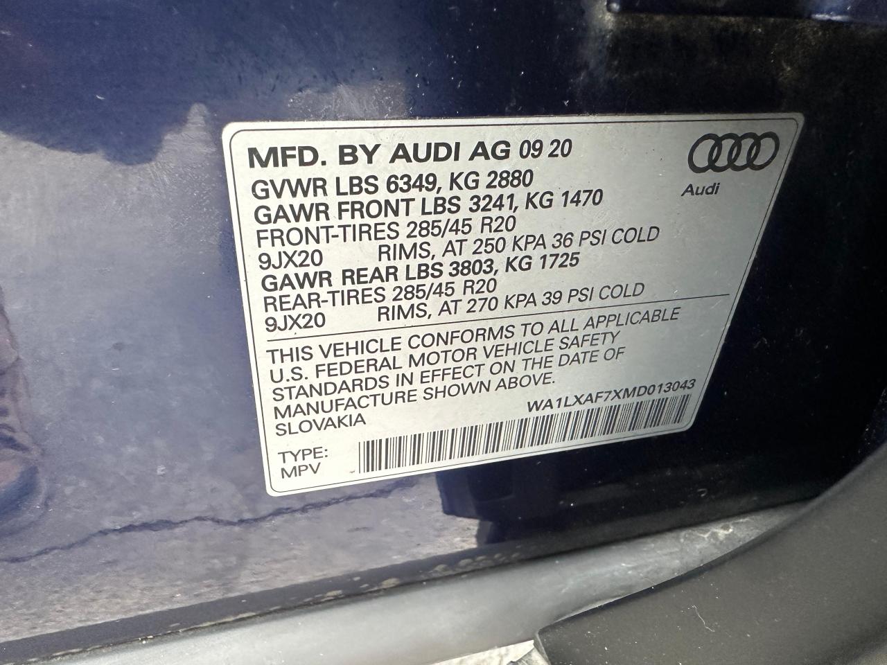 AUDI Q7 2021 VIN WA1LXAF7XMD013043 фото 10