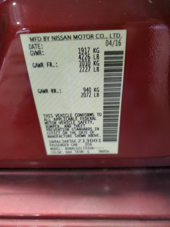 2016 Nissan Altima 2.5 VIN: 1N4AL3AP3GC213001 Lot: 61387325