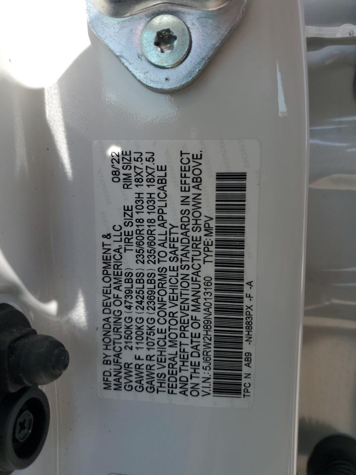 2022 Honda Cr-V Exl VIN: 5J6RW2H89NA013160 Lot: 62237405