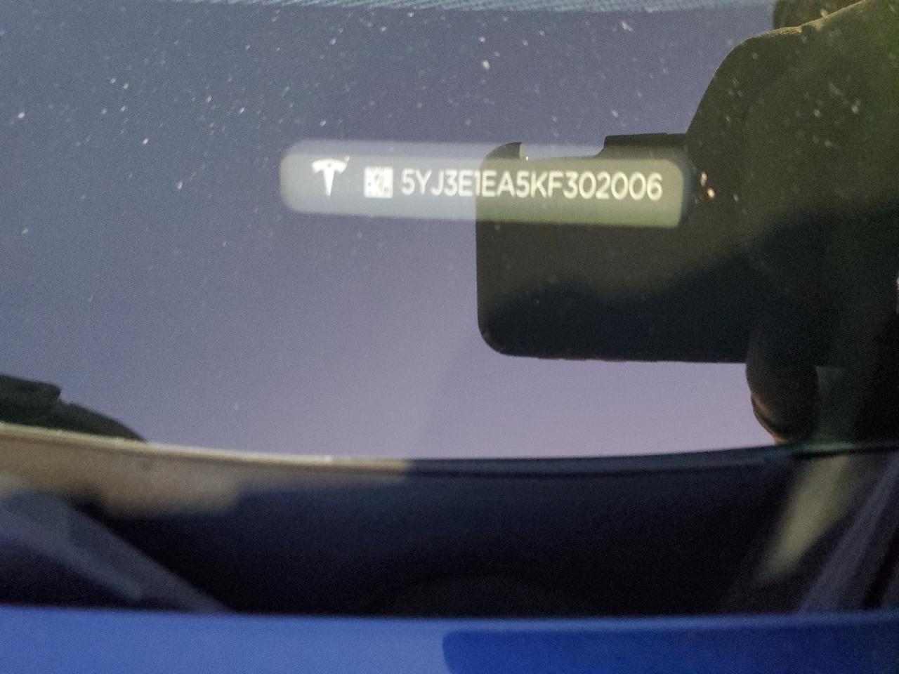 2019 Tesla Model 3 VIN: 5YJ3E1EA5KF302006 Lot: 63152965