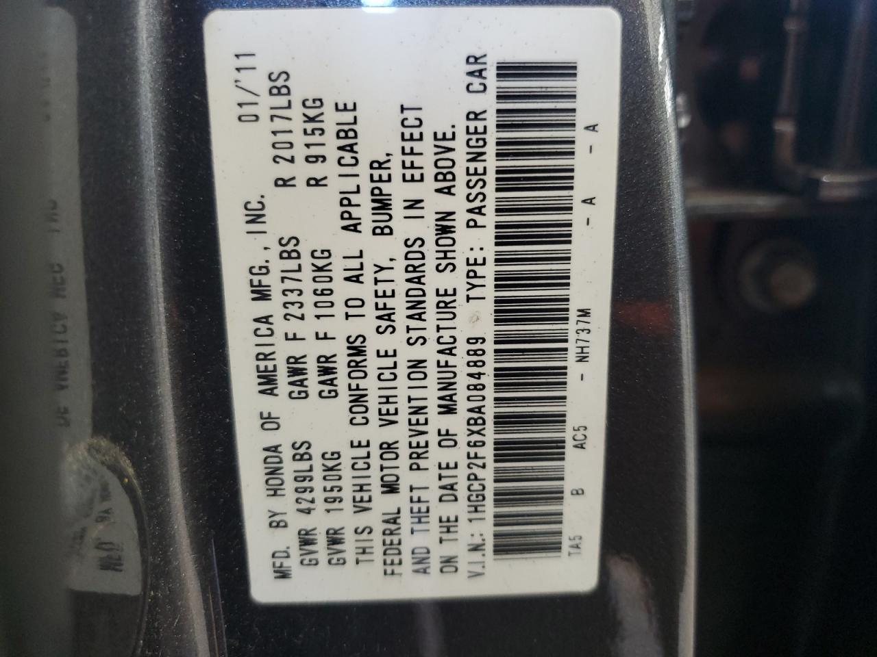 2011 Honda Accord Se VIN: 1HGCP2F6XBA084889 Lot: 61418045