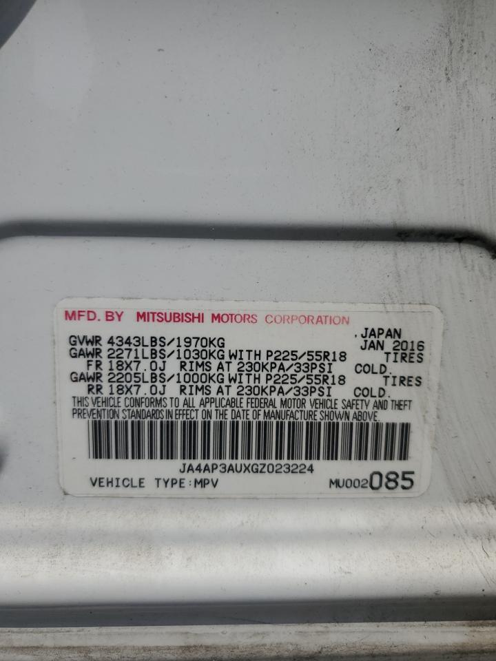 2016 Mitsubishi Outlander Sport Es VIN: JA4AP3AUXGZ023224 Lot: 62485845