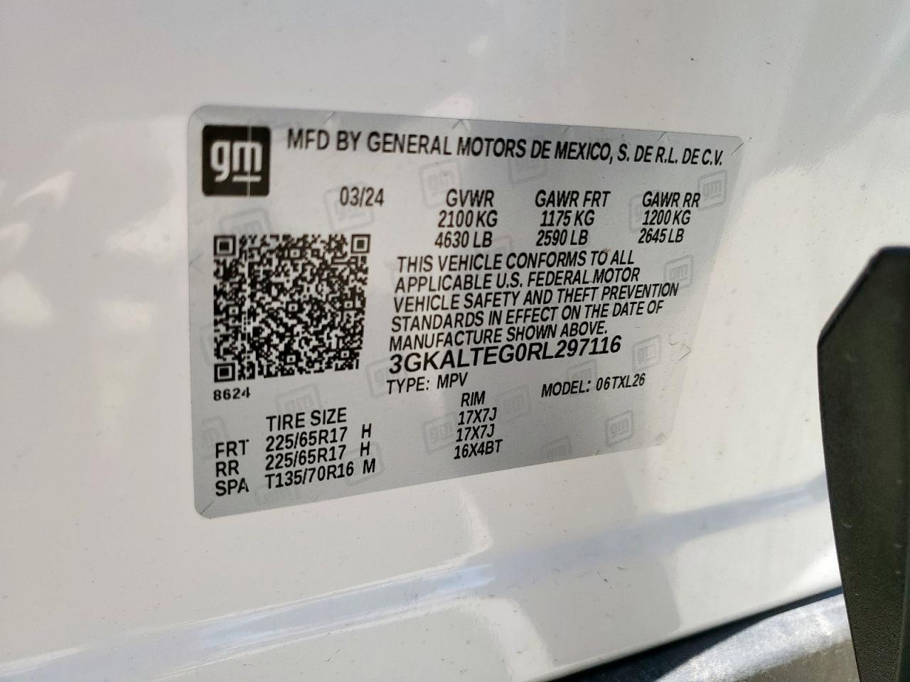 2024 GMC Terrain Sle VIN: 3GKALTEG0RL297116 Lot: 62147675