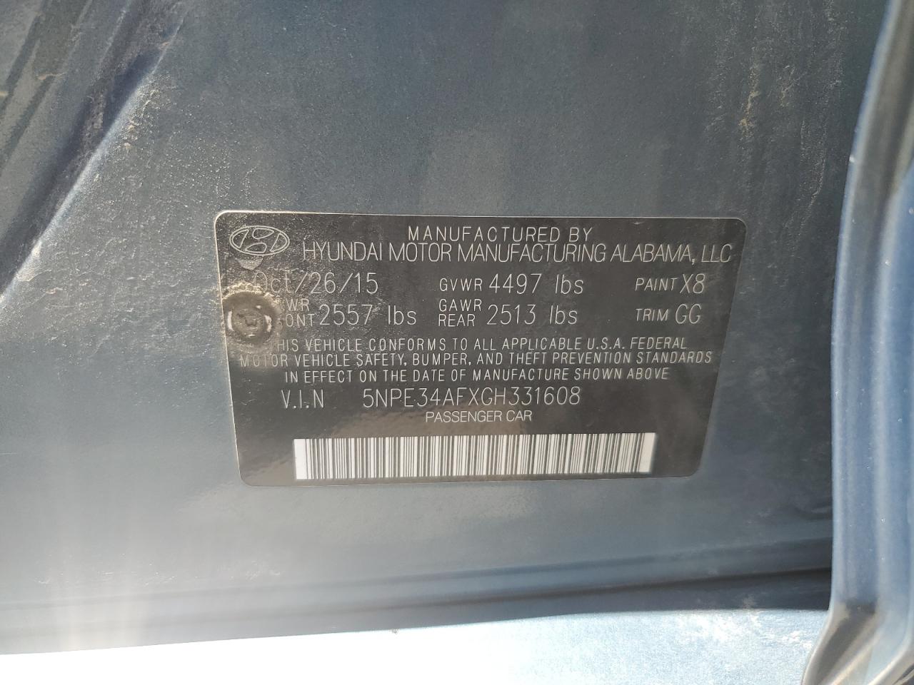 2016 Hyundai Sonata Sport VIN: 5NPE34AFXGH331608 Lot: 61561515