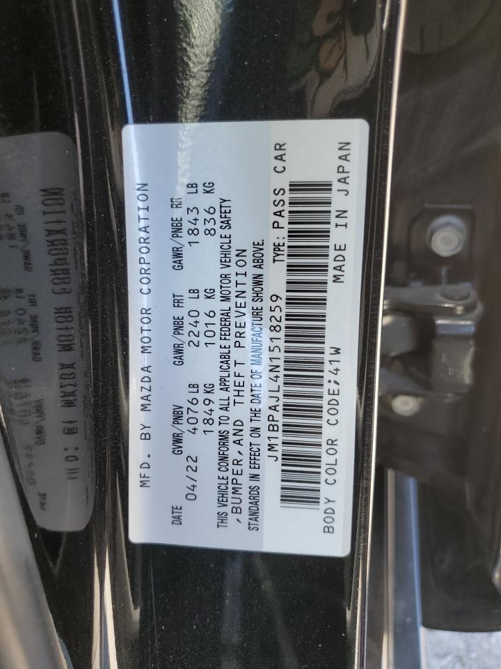 2022 Mazda 3 VIN: JM1BPAJL4N1518259 Lot: 63142825