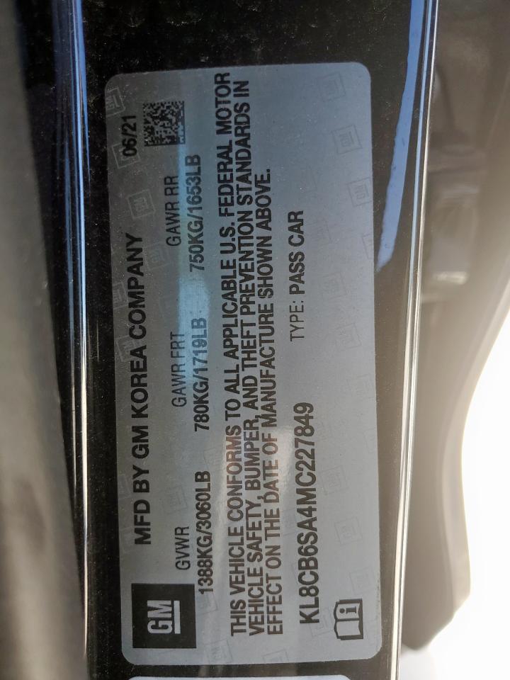2021 Chevrolet Spark Ls VIN: KL8CB6SA4MC227849 Lot: 61211635