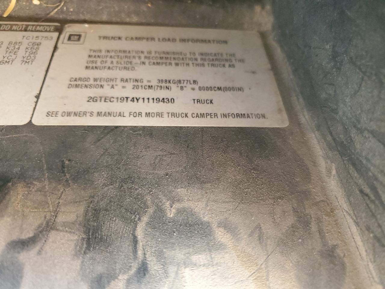 2000 GMC New Sierra C1500 VIN: 2GTEC19T4Y1119430 Lot: 62514925