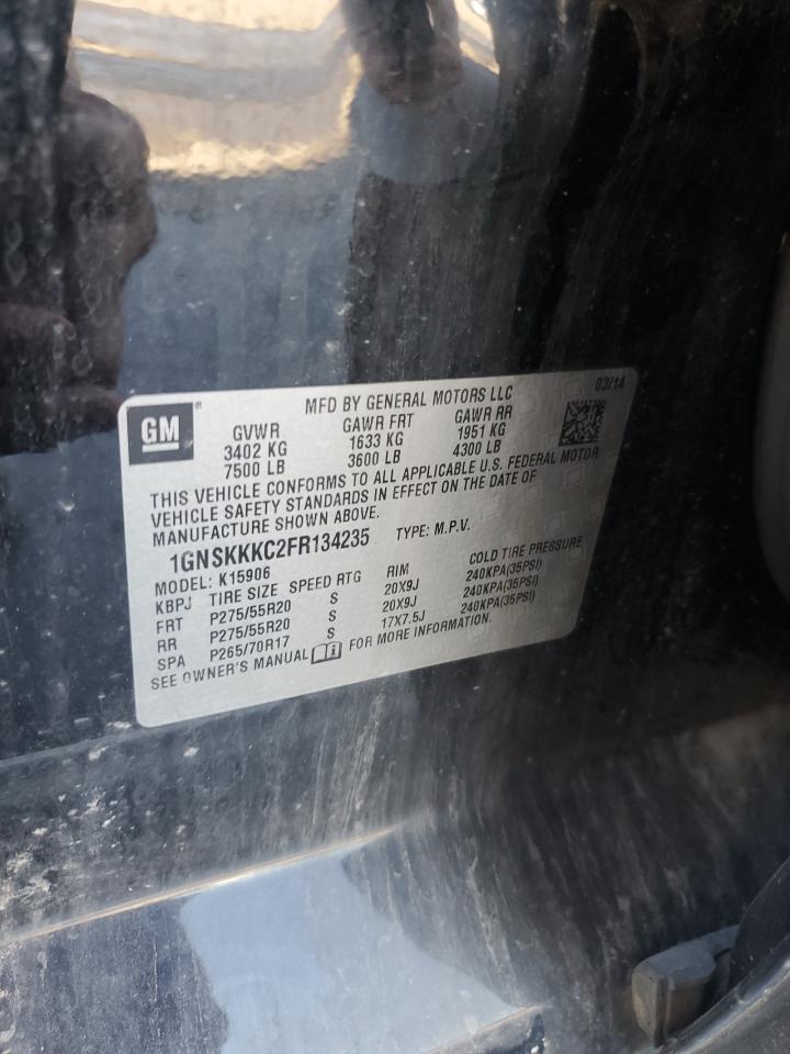 2015 Chevrolet Suburban K1500 Ltz VIN: 1GNSKKKC2FR134235 Lot: 62211635