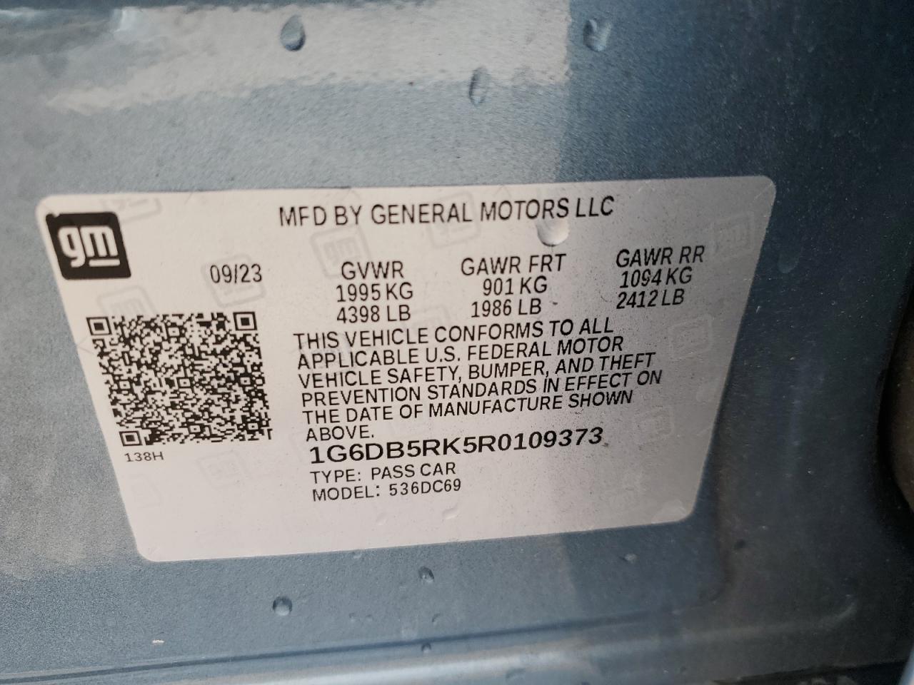 2024 Cadillac Ct4 Premium Luxury VIN: 1G6DB5RK5R0109373 Lot: 61417515