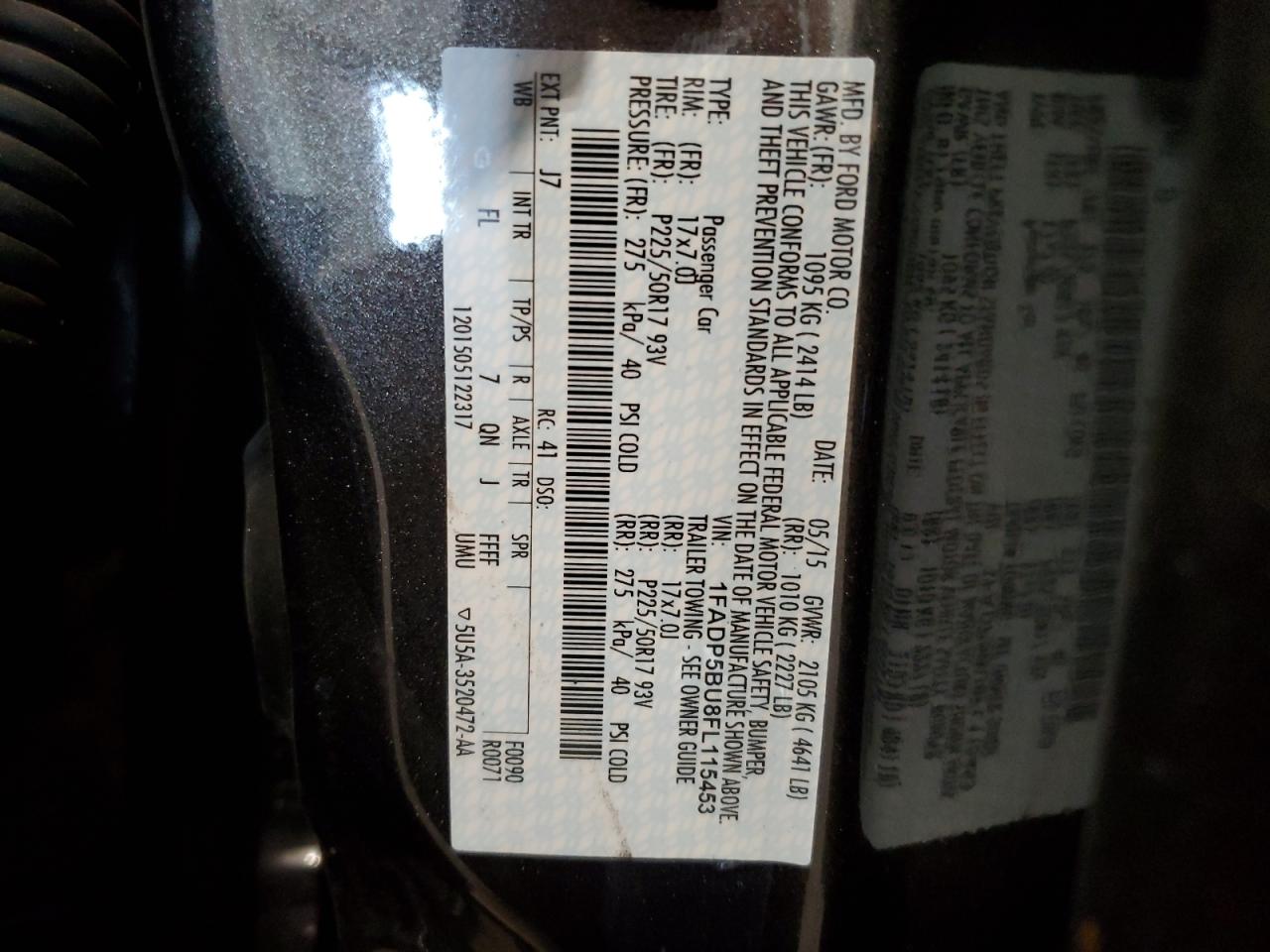 2015 Ford C-Max Sel VIN: 1FADP5BU8FL115453 Lot: 60903205