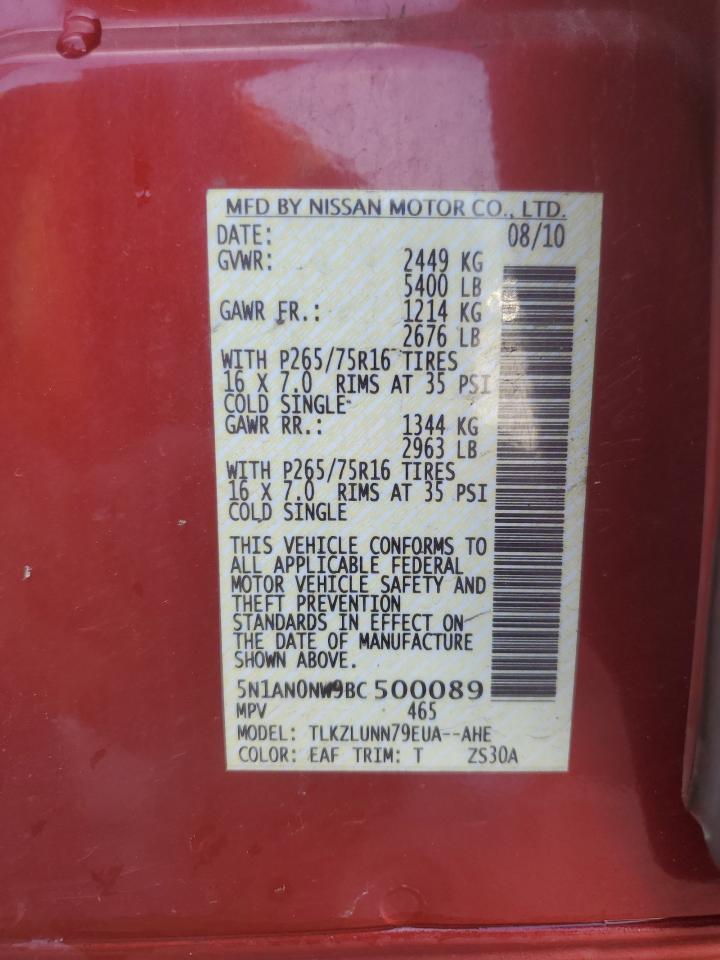 2011 Nissan Xterra Off Road VIN: 5N1AN0NW9BC500089 Lot: 61071545