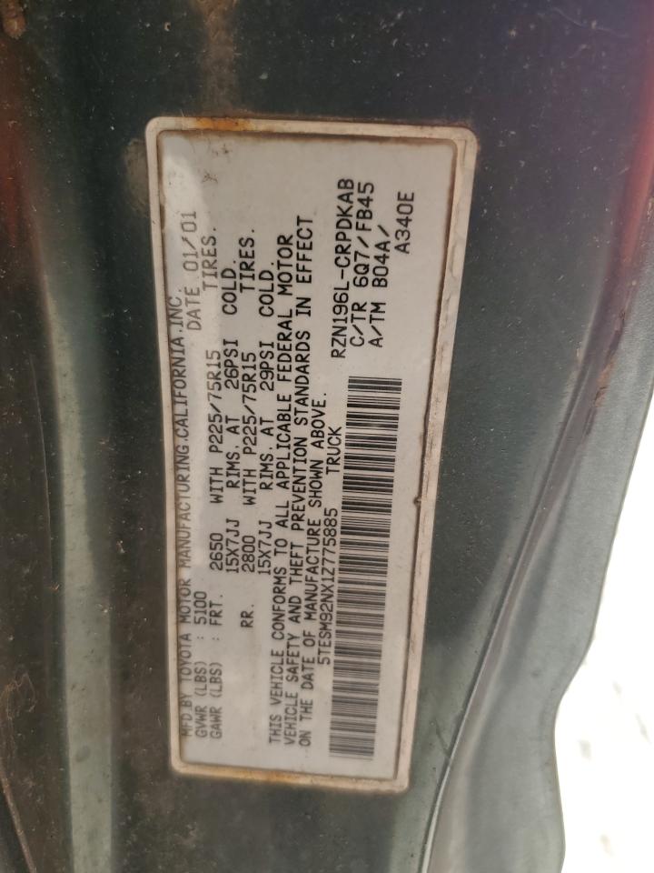 2001 Toyota Tacoma Xtracab Prerunner VIN: 5TESM92NX1Z775885 Lot: 62325975