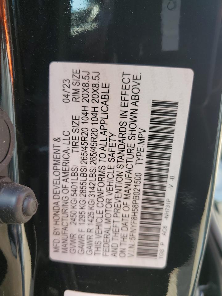 2023 Honda Passport Exl VIN: 5FNYF8H58PB021500 Lot: 60659165